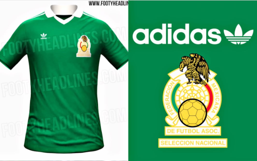Así sería la playera de la Selección Mexicana que Adidas lanzaría inspirada en la del Mundial de México 1986. FOTO: @AllFutbolMX