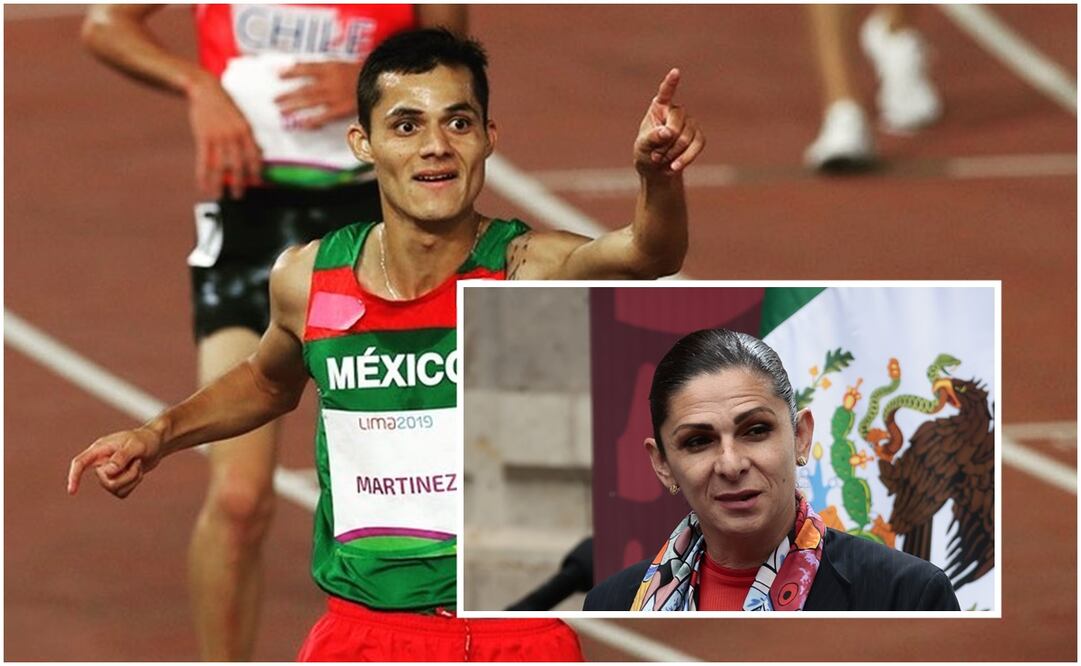 Daniel Martínez en una competencia y Ana Guevara / FOTO: EFE e Instagram @fernandomtzestrada