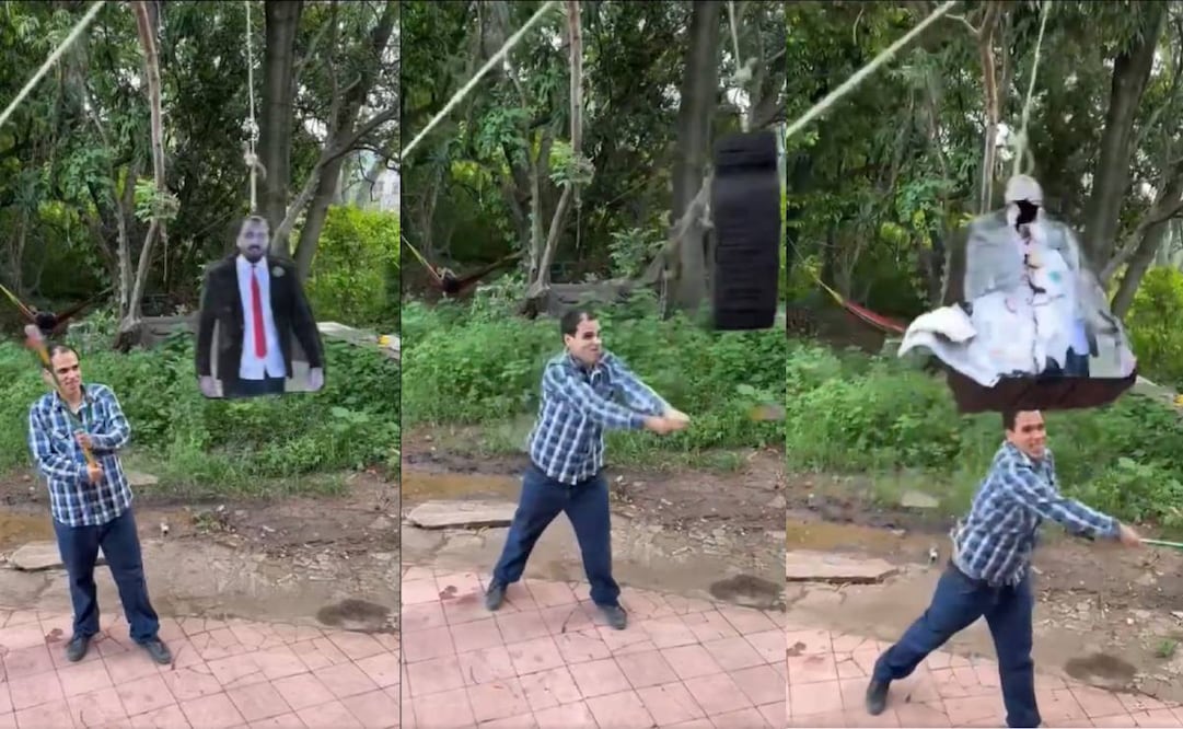 Un aficionado de Chivas hizo una piñata con la imagen de Amaury Vergara para darle con todo por no contratar refuerzos. Foto: Especial