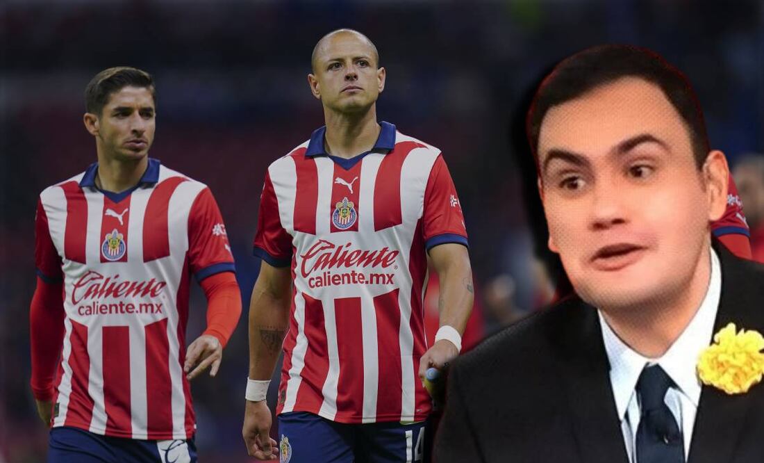 Isaac Brizuela y 'Chicharito' Hernández con Chivas y Aldo Farías en TUDN / FOTO: Imago7 y Captura