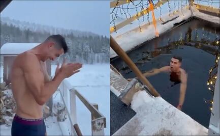 Cristiano Ronaldo desafía el frío en Finlandia y nada en las heladas aguas de aquel país