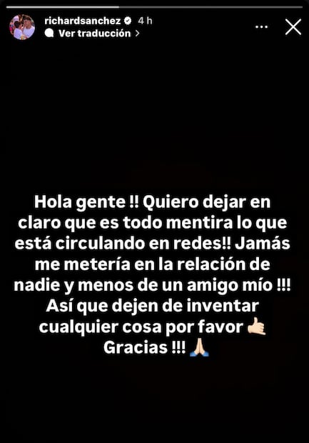 Este es el mensaje con el que Richard Sánchez se deslindó del fin de la relación entre Paquideus y Mafershof. Foto: Especial