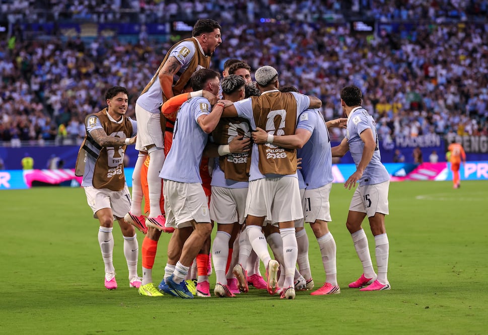 Selección de Uruguay en festejo de gol, durante la Fase de Grupos del Mundial de 2026 - Foto: EFE