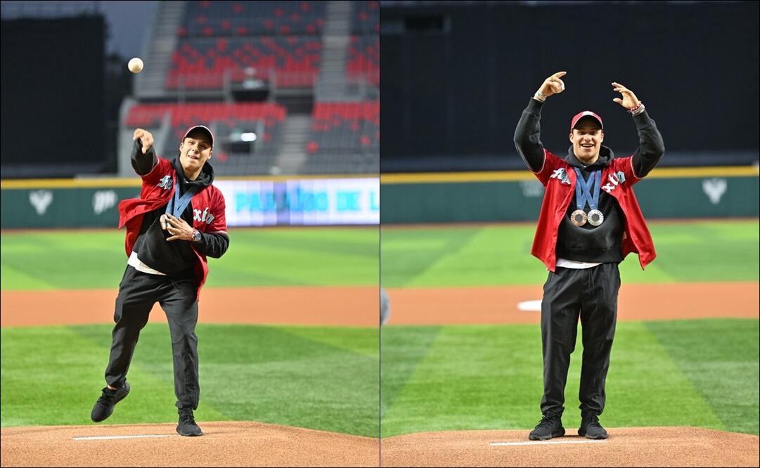 Osmar Olvera lanzó la primera bola en juego de los Diablos Rojos del México como invitado de lujo / FOTOS: @DiablosRojosMX
