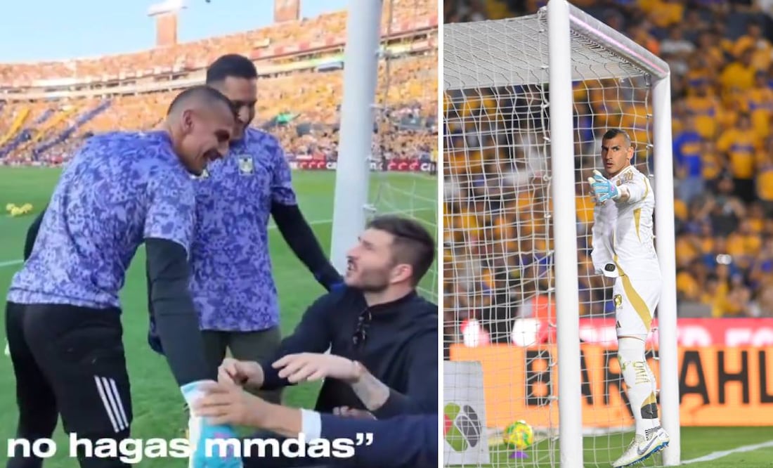 Gignac le pidió a Nahuel Guzmán que no hiciera locuras en el Clásico Regio entre Tigres y Monterrey. Foto: Especial