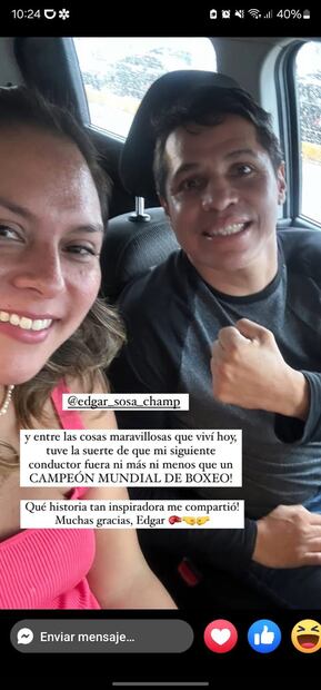 La usuaria compartió la foto que se tomó con Edgar Sosa. Foto: Especial.
