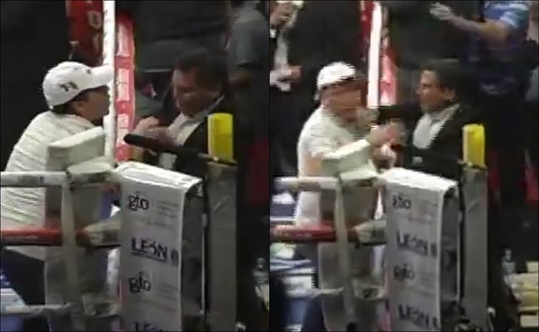 Julio César Chávez golpeó a una persona, luego de que su hijo Omar fuera abucheado. FOTO: Captura