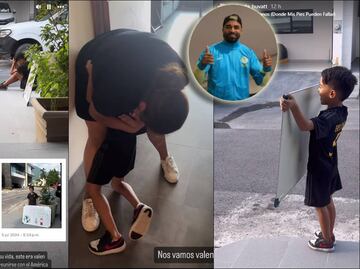 La emotiva reacción del hijo del atacante uruguayo Rodrigo Aguirre tras su llegada a las Águilas