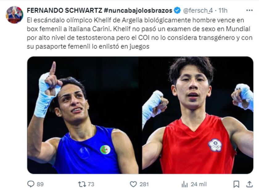 Este fue el mensaje que publicó en sus redes sociales Fernando Schwartz. Foto: Especial
