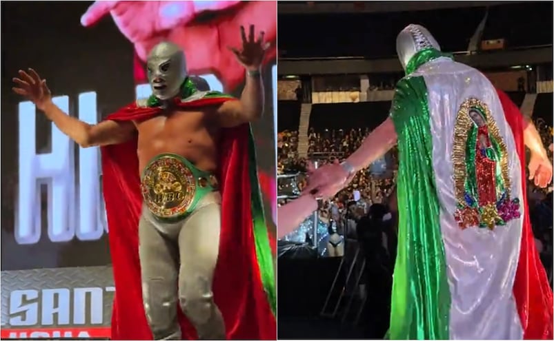 El Hijo del Santo se retira de la lucha libre con la vestimenta alusiva a la Virgen de Guadalupe