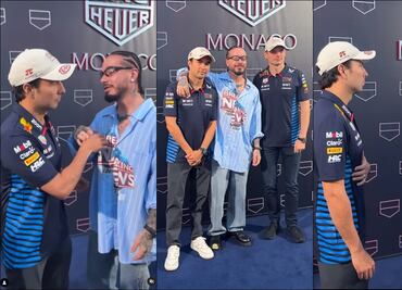 Checo Pérez tuvo un emotivo encuentro con el reggaetonero J Balvin en el GP de Mónaco