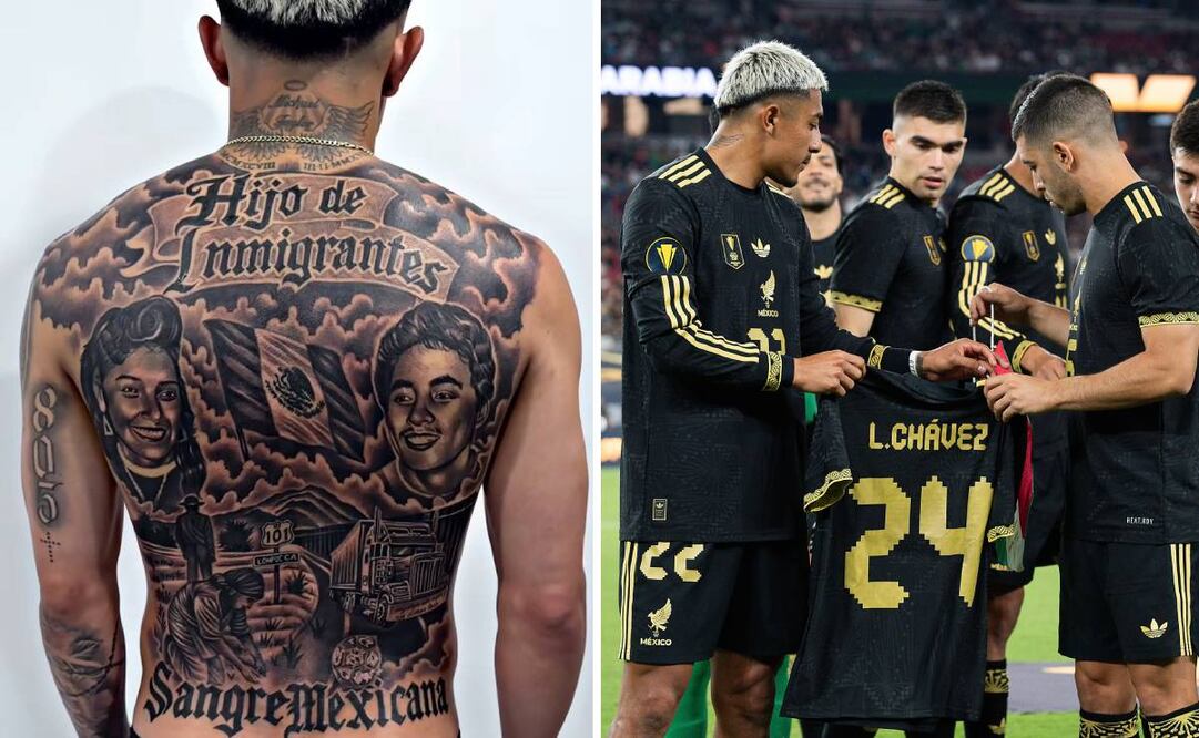 Julián Araujo, seleccionado nacional, sorprendió con el tatuaje que resalta su sangre mexicana. Foto: Especial