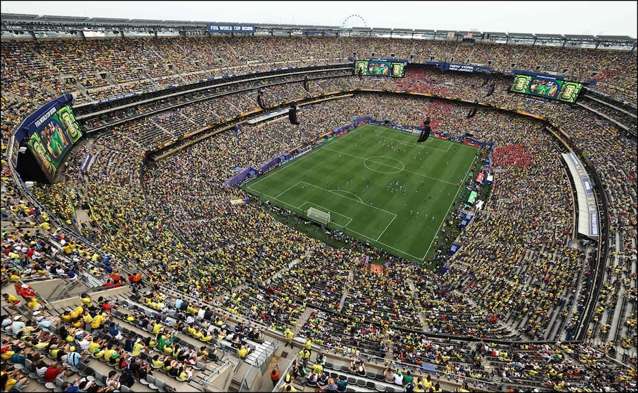 Vista panorámica del New York/New Jersey Stadium, previo a un partido de la Copa del Mundo 2026. FOTO: AFP