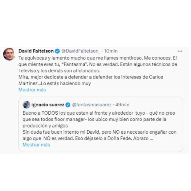 Este es el mensaje con el que le respondió David Faitelson al Fantasma Suárez. Foto: Especial