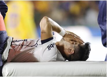 Tigres vs Pumas: Jesús Molina salió de la Semifinal por un duro golpe con Diego Lainez