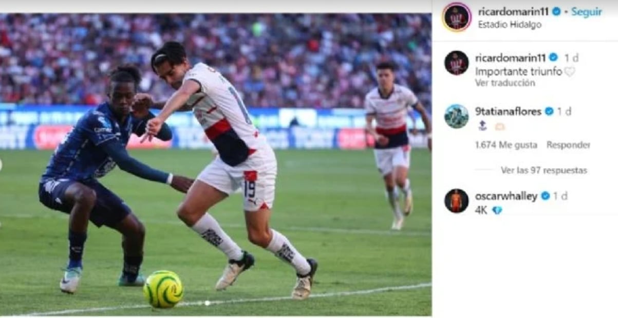 Así comentó Tatiana Flores la publicación de Ricardo Marín. FOTO: Instagram @ricardomarin11