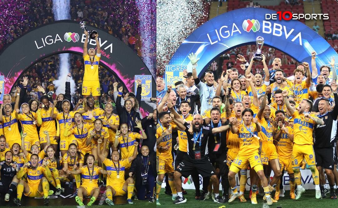 Tigres Femenil y Varonil celebrando campeonatos / FOTO: Imago7