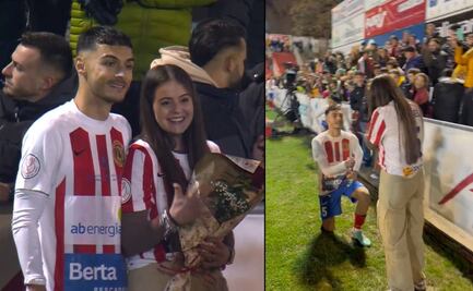 Jugador del Barbastro pide matrimonio pese a que su equipo sufrió una goleada ante el Barcelona