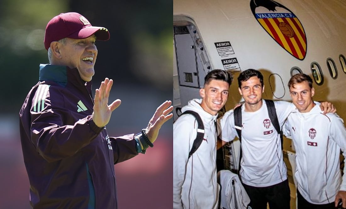 Javier Aguirre durante un entrenamiento con la Selección Mexicana y Valencia CF, momentos antes de su viaje a México - Fotos: Imago7 y @valenciacf en Instagram