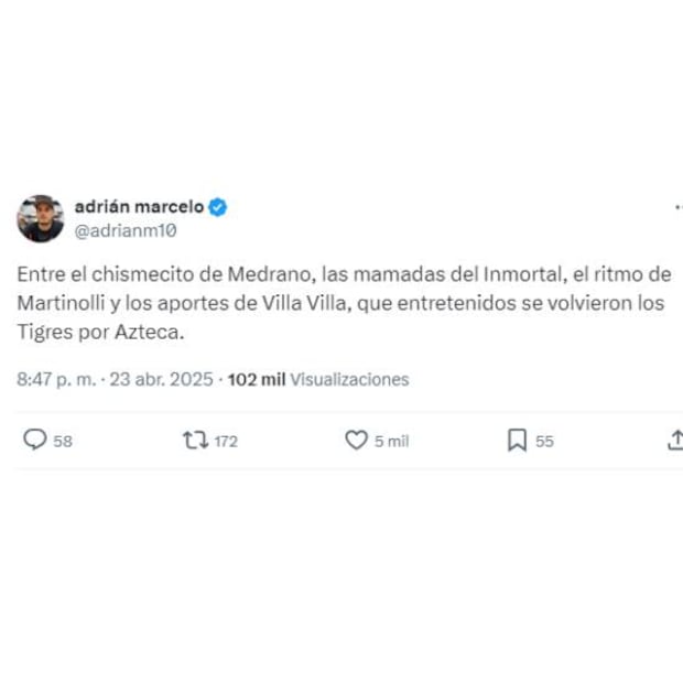 Este es el mensaje que dedicó Adrián Marcelo a Christian Martinoli y compañía