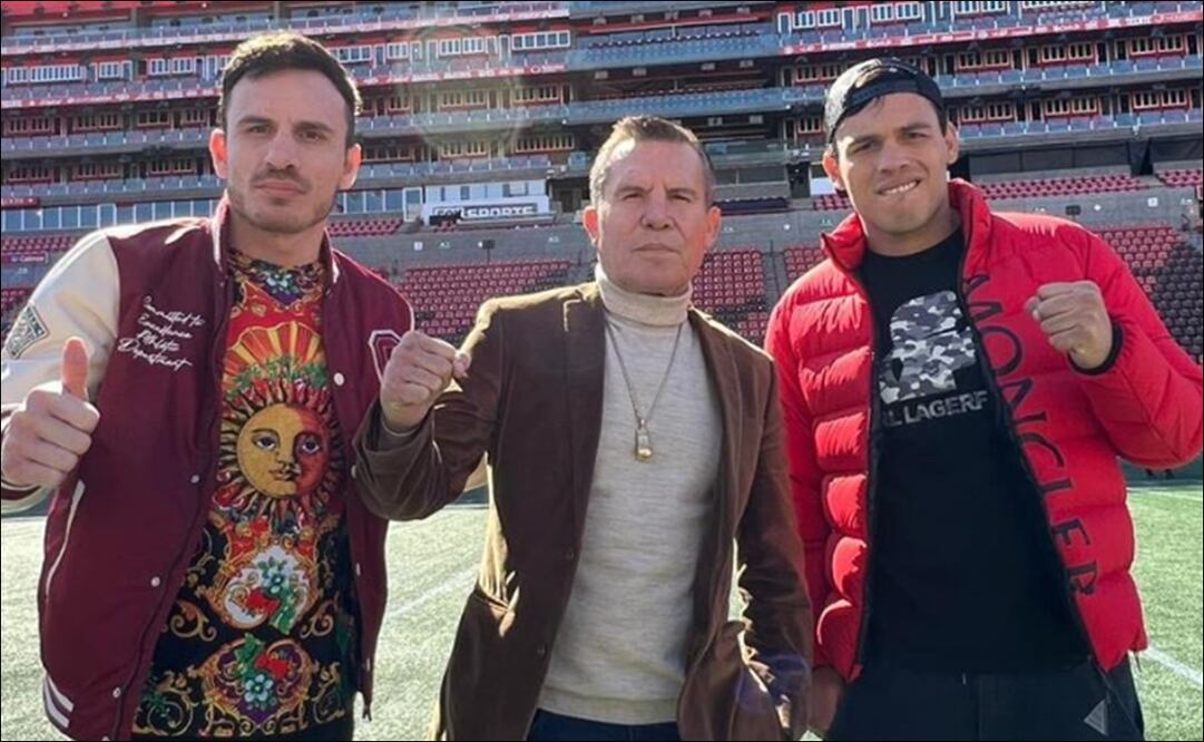 Julio César Chávez posa con sus dos hijos. FOTO: @jcchavez115