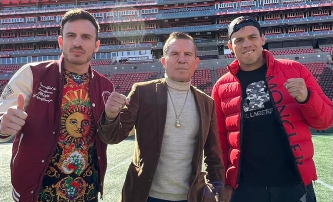 Julio César Chávez posa con sus dos hijos. FOTO: @jcchavez115