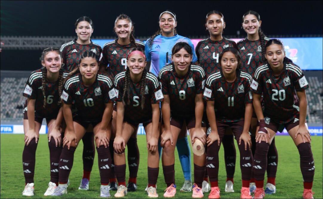 Este fue el once inicial de México que enfrentó a Italia en los Cuartos de Final del Mundial Sub 17 de Marruecos 2025. FOTO: @miseleccionfem