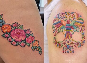 10 increíbles tatuajes que parecen bordados muy mexicanos