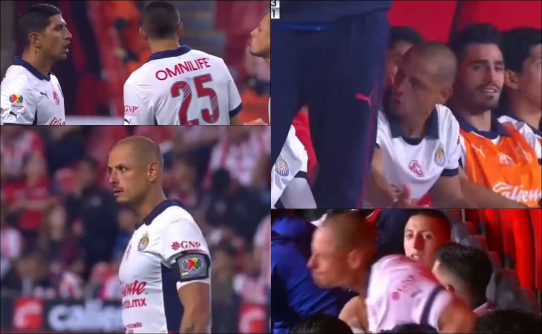 Javier Hernández tuvo una charla acalorada con sus compañeros. FOTOS: Capturas