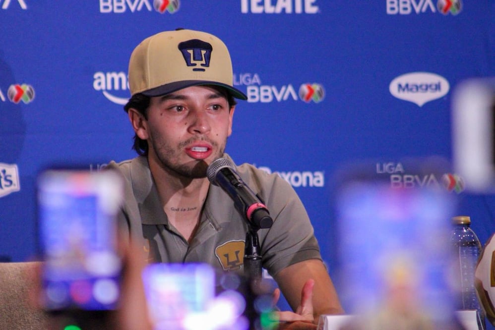 Jordan Carrillo en el Día de Medios, previo a la Gran Final del Clausura 2026 entre Pumas y Cruz Azul - Foto: Maritza Villagómez/EL GRÁFICO