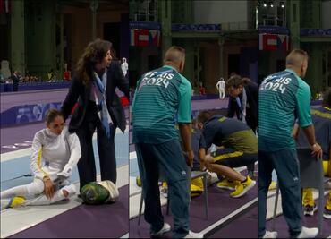 ¡Epic fail! Entrenador 'despoja' a esgrimista brasileña de su silla tras sufrir un ataque de dolor