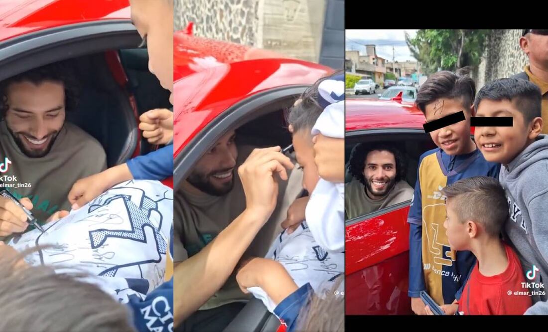 El Chino Huerta le autografió la cabeza un pequeño aficionado de los Pumas. Foto: Especial