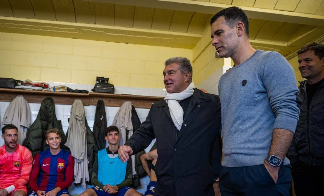 Joan Laporta quiere que Rafa Márquez sea el próximo entrenador del Barcelona. Foto:  @FCBarcelonaB