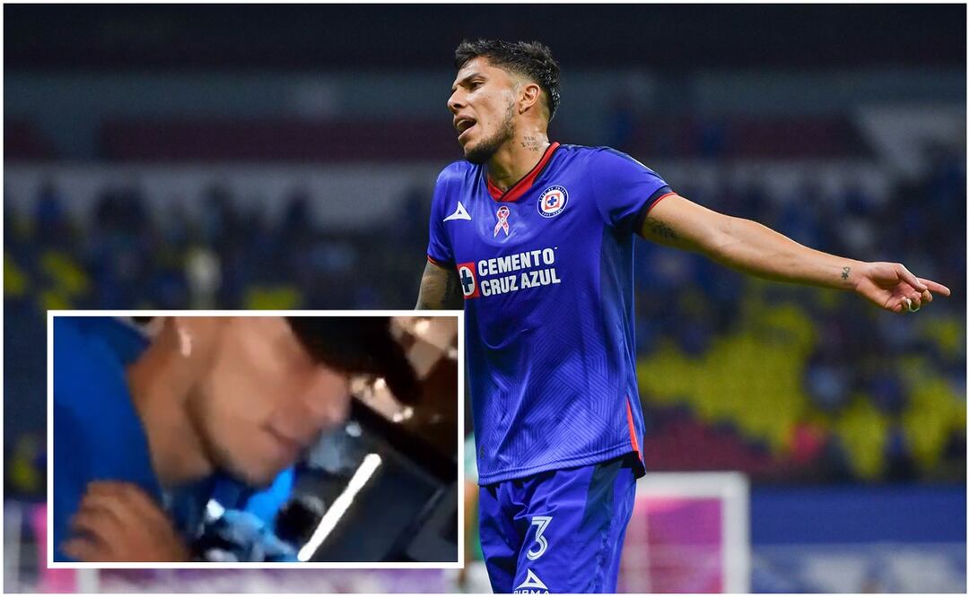 Carlos Salcedo lamentándose con Cruz Azul / FOTO: Imago7 y Captura