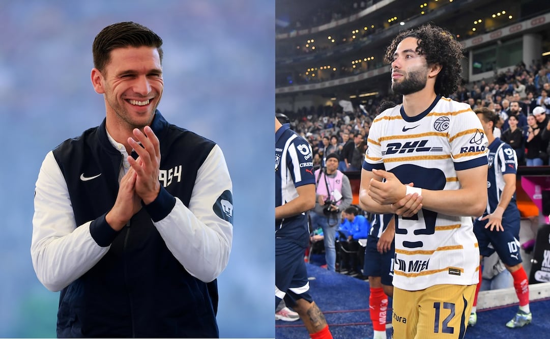 Lisandro Magallán en conferencia de prensa y César Huerta en partido con Pumas - Fotos: Imago7
