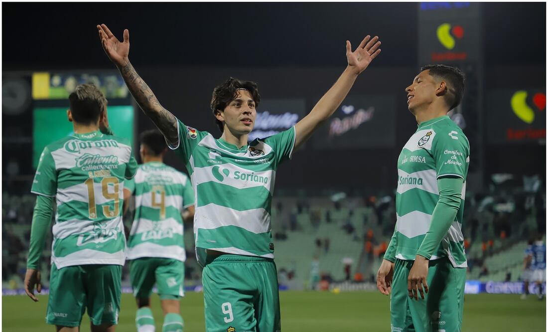 Jordan Carrillo festejando su gol ante Puebla con Santos / FOTO: Imago7