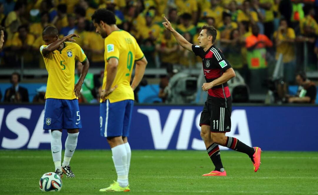 Miroslav Kloese festeja uno de los siete goles que le clavó Alemania a Brasil en el Mundial de 2014. Foto: Imago7