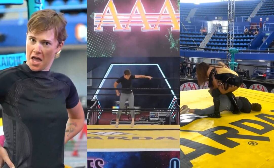 Marion Reimers se subió a un ring de lucha libre para entrenar con Faby Apache y Lady Flamer. Foto: Especial
