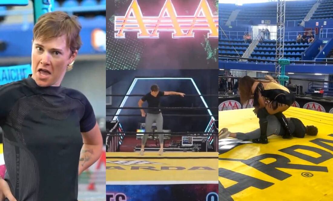Marion Reimers se subió a un ring de lucha libre para entrenar con Faby Apache y Lady Flamer. Foto: Especial