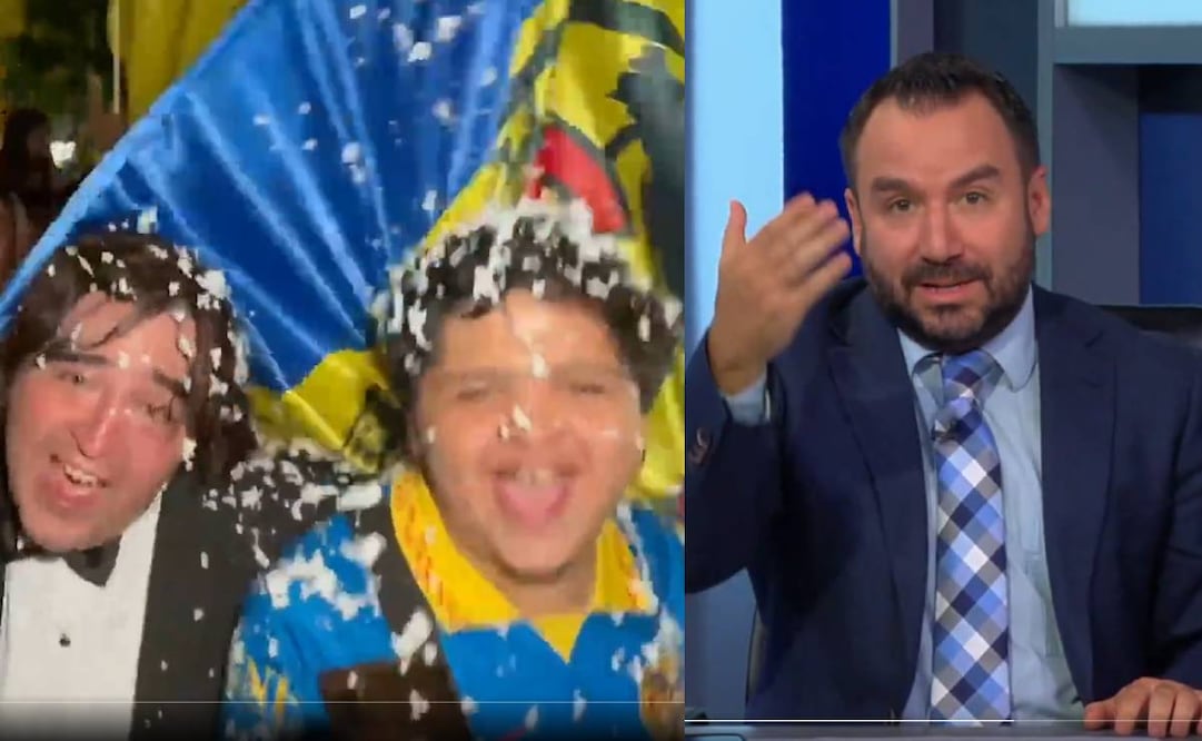 Fernando Cevallos, comentarista de Fox Sports, se tomó con humor la porra que le dedicó la afición del América. Foto: Especial