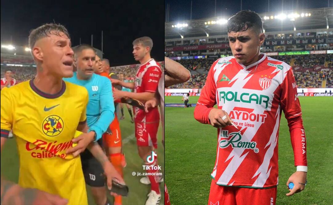 Chicote Calderón y Emilio Lara se hicieron de palabras luego del partido entre Necaxa y América. Foto: Especial