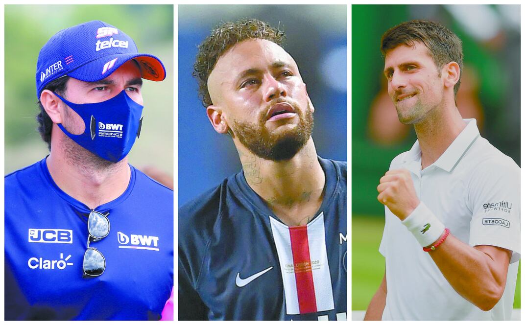 Fotos: "Checo" Pérez de Luca Bruno/AFP, Neymar de David Ramos/AP, Novad Djokovic de Daniel Leal-Olivas/ AFP