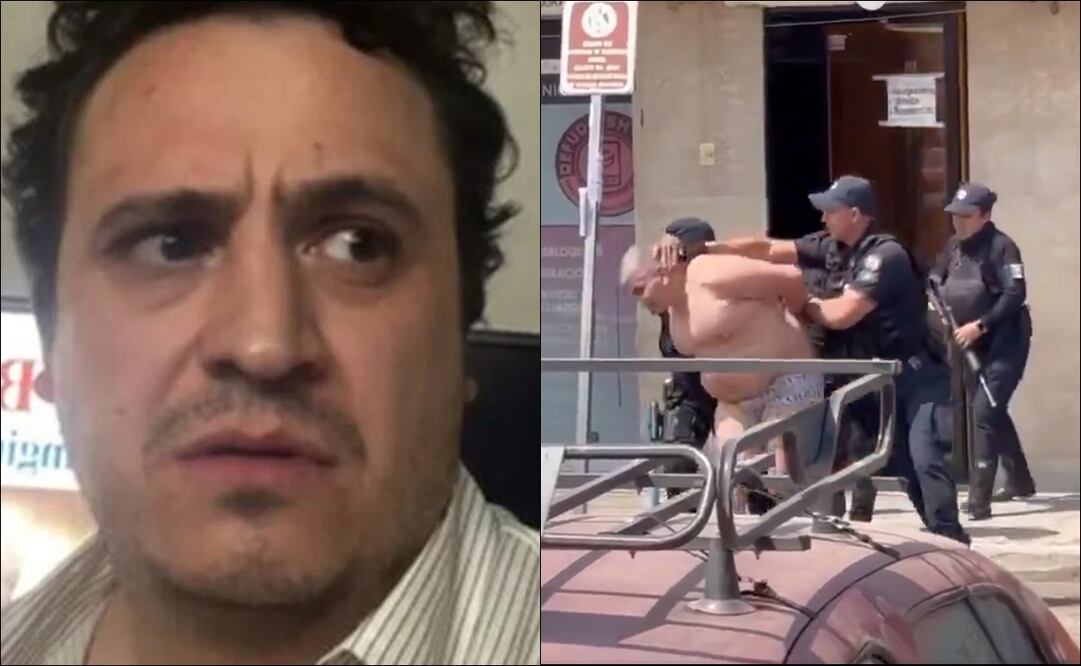 Ricardo O'Farrill y el luchador Shocker. FOTOS: Capturas