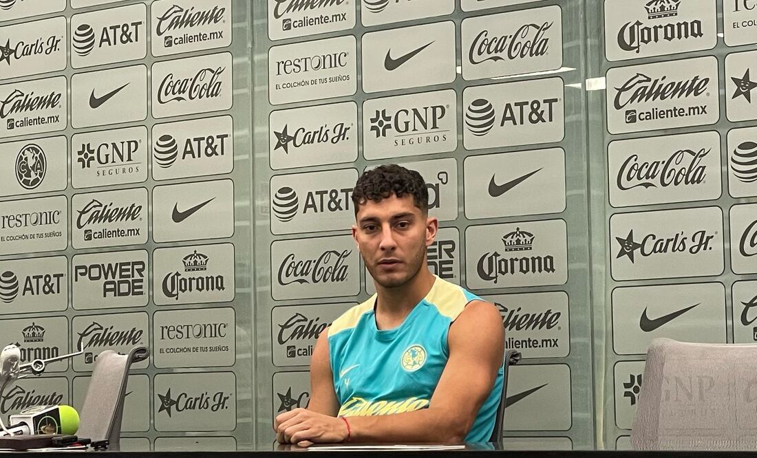 Sebastián Cáceres en conferencia de prensa con América, previo a la Jornada 17 del Clausura 2025 - Foto: Miguel Flores/EL UNIVERSAL