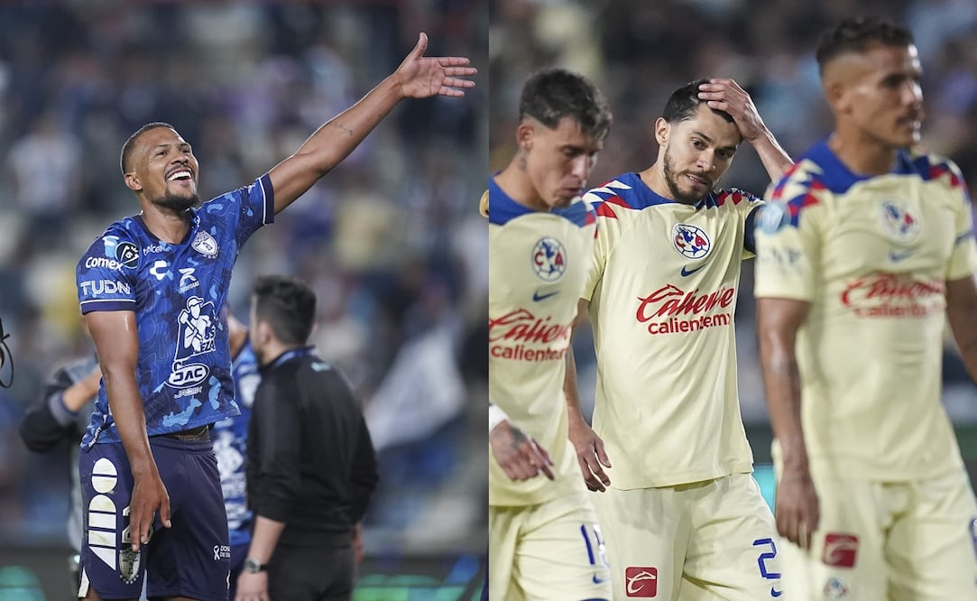 Salomón Rondón riendo en victoria ante América y jugadores azulcremas lamentando la eliminación / FOTOS: Imago7