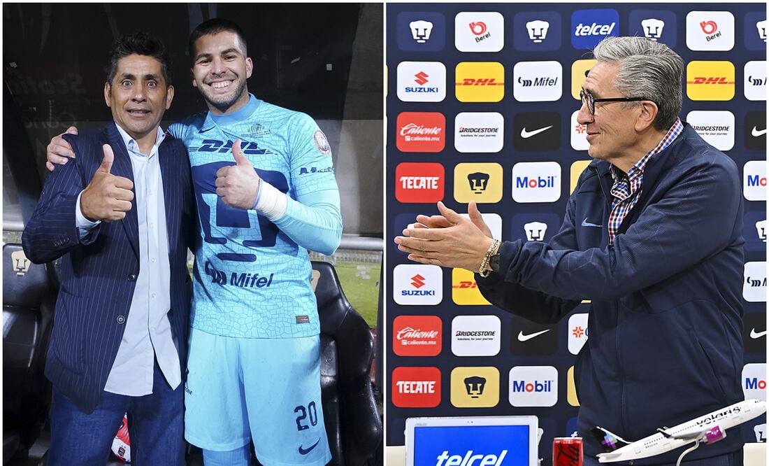 Jorge Campos con Julio González y Raúl González, Presidente de Pumas / FOTO: Imago7