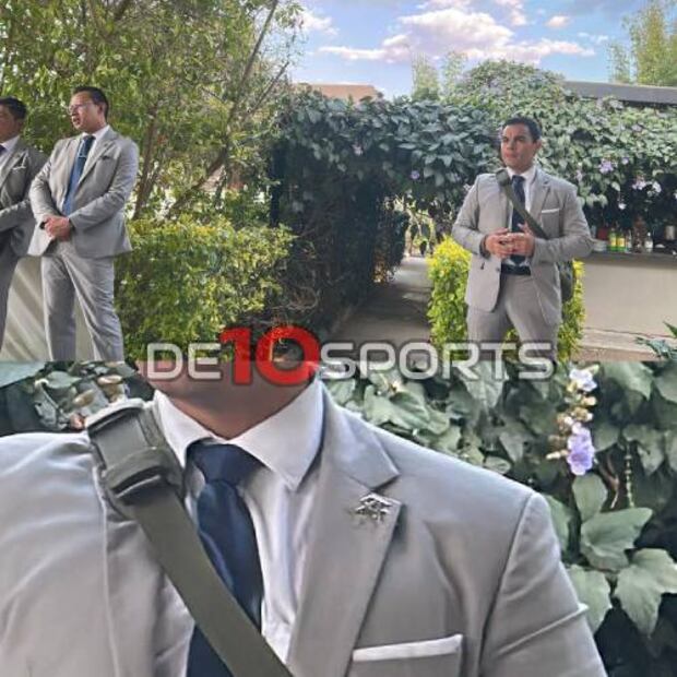 Los elementos de seguridad portaban en la solapa del saco el logo de 'Canelo' Álvarez. FOTO: Especial