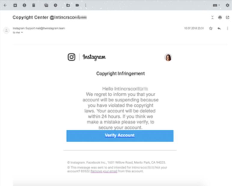 Cuentas de Instagram son secuestradas con notificaciones falsas