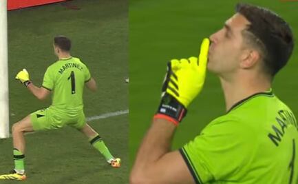 Dibu Martínez mandó a callar y hasta le bailó a la afición rival tras detener dos penaltis