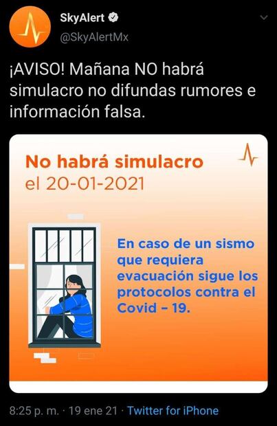 ¿Habrá o no simulacro de sismo este 20 de enero de 2021?